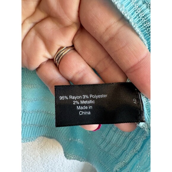 Lane Bryant Women's Blue Shimmer Striped Pullover Knit Cropped Sweater 22/24 - Picture 7 of 12